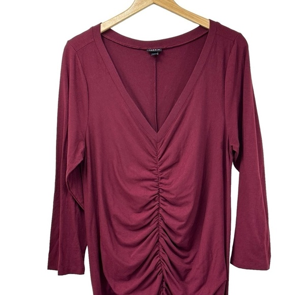 Torrid Burgundy Red Ruched Long Sleeve Bodycon Dress, size 2X - Picture 5 of 11